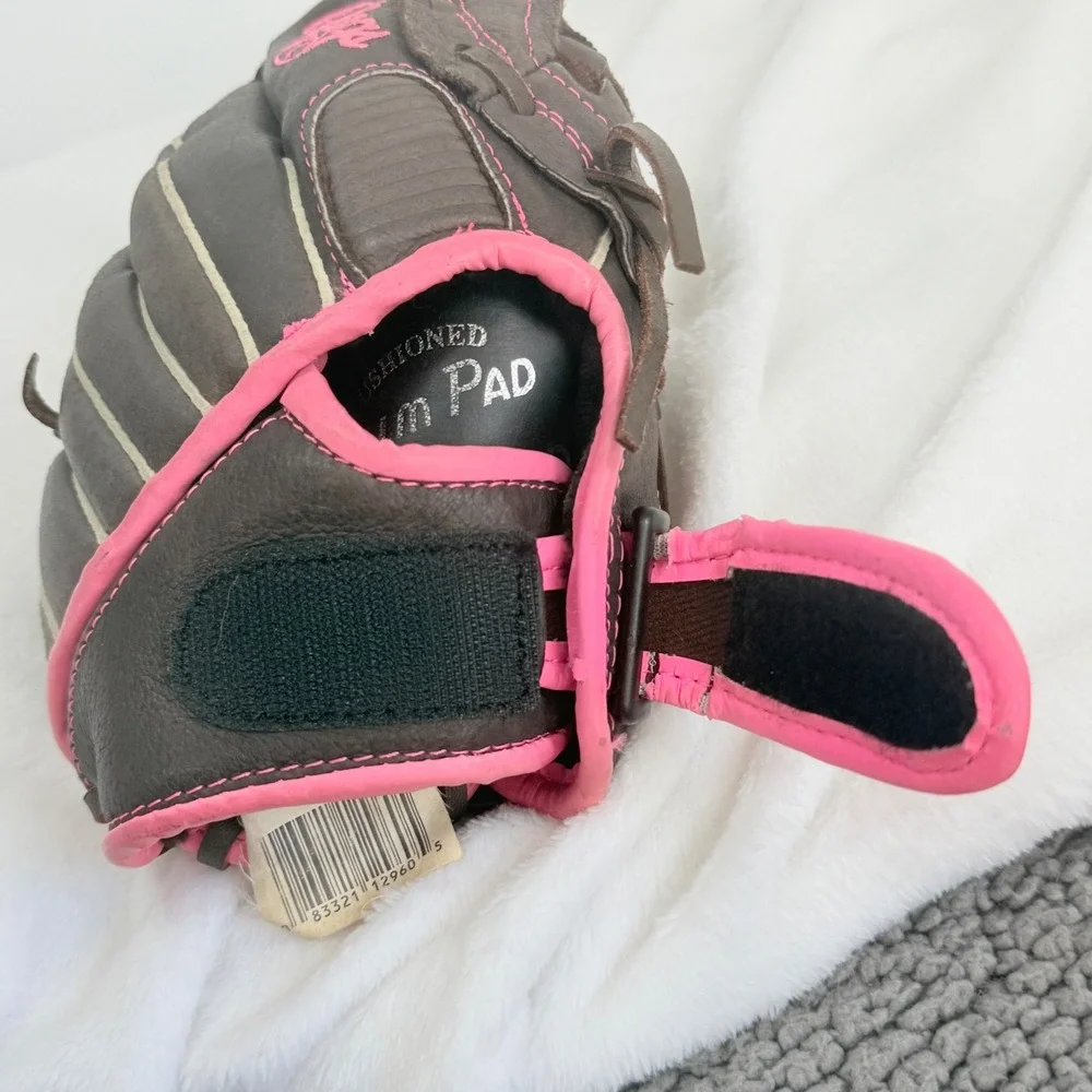 Rawlings Fastpitch Softball Glove Kids 10.5 Brown Pink Good Leather FP105